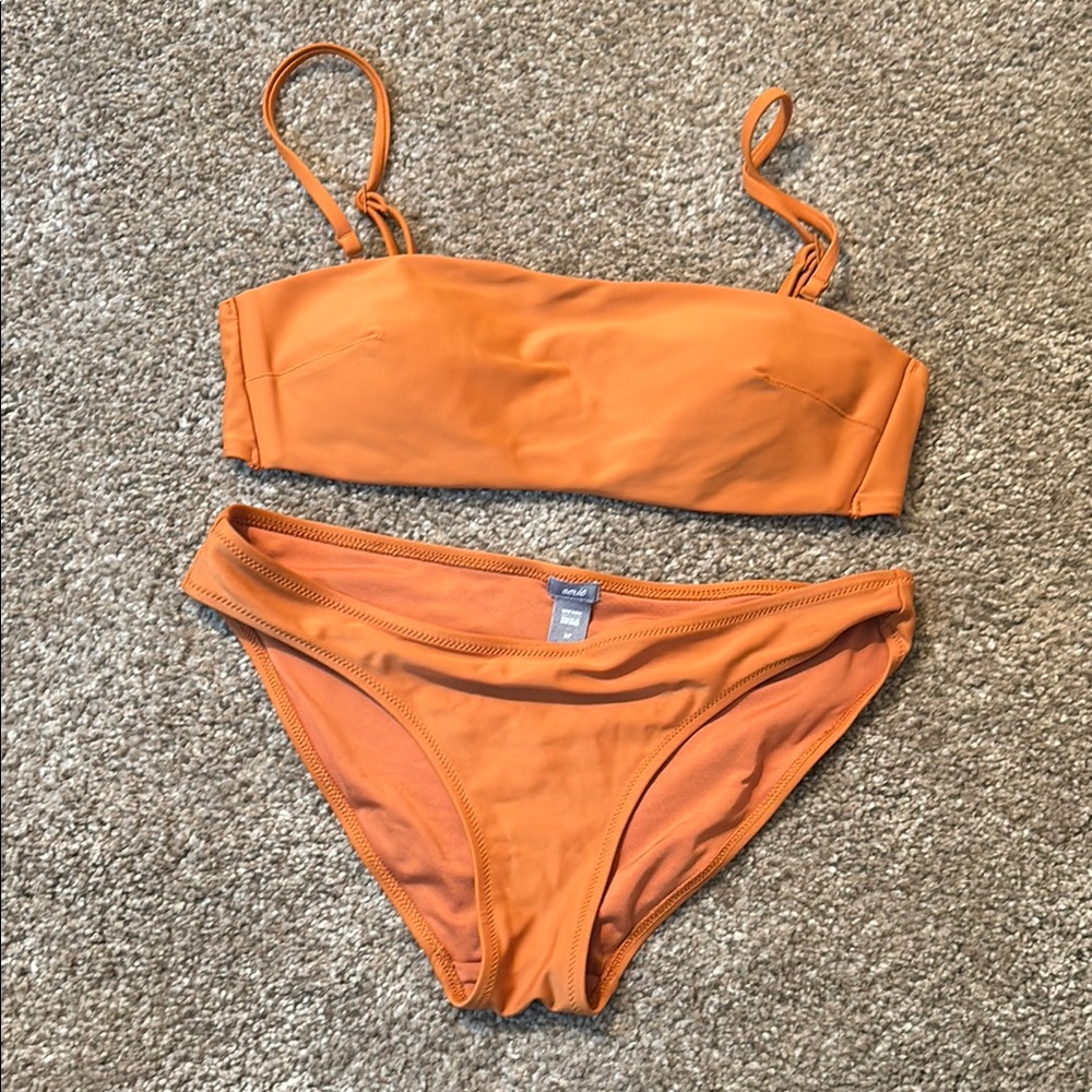 Aerie Orange Bandeau Bikini Set